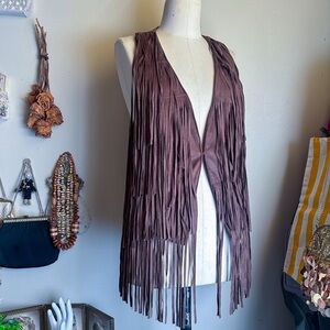 Cute Rock & Roll CowGirl Brown Suede Fringe Vest NWT Sz M